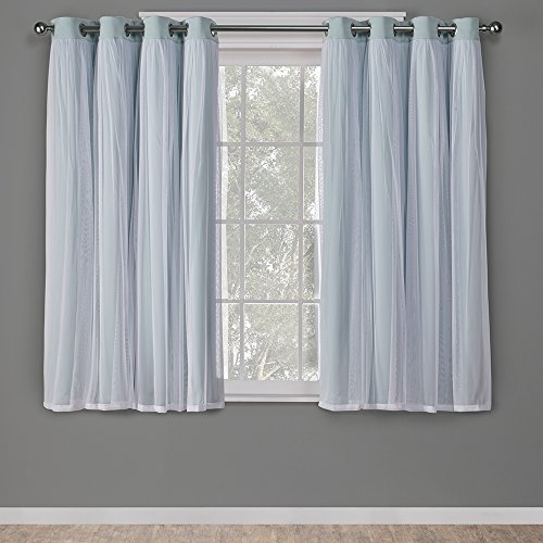 Exclusive Home Curtains Exclusif Home Paire de panneaux de rideaux occultants et à œillets transparents à couches solides Catarina