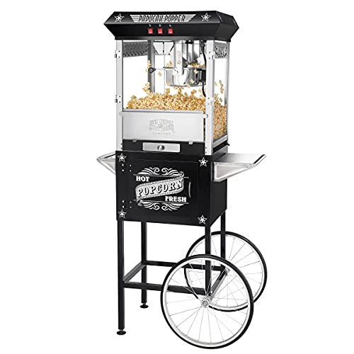 Great Northern Popcorn Machine à pop-corn antique de 8 onces Paducah noire et chariot