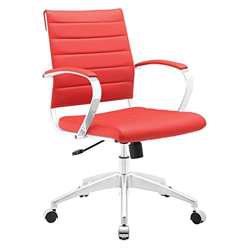 Modway Chaise de bureau moderne à dossier moyen Jive en rouge