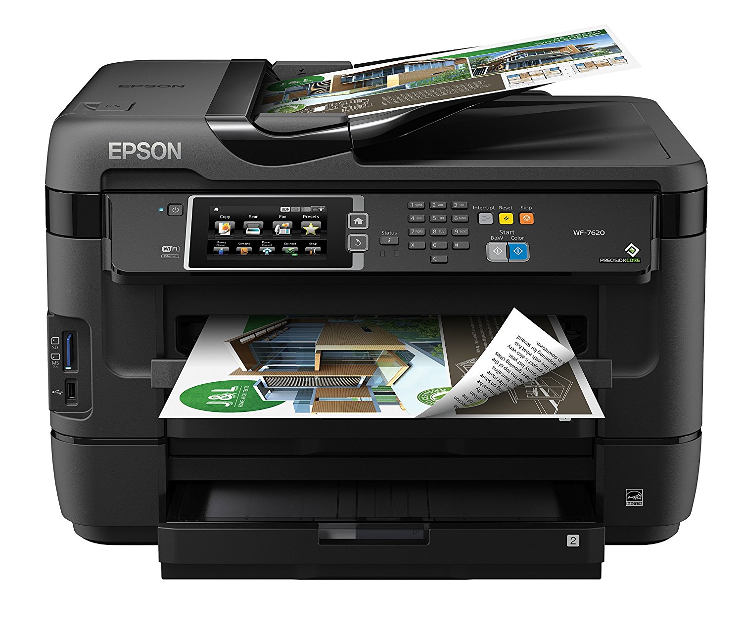 Epson Imprimante jet d'encre couleur tout-en-un sans fil WorkForce WF-7620 avec scanner et copieur