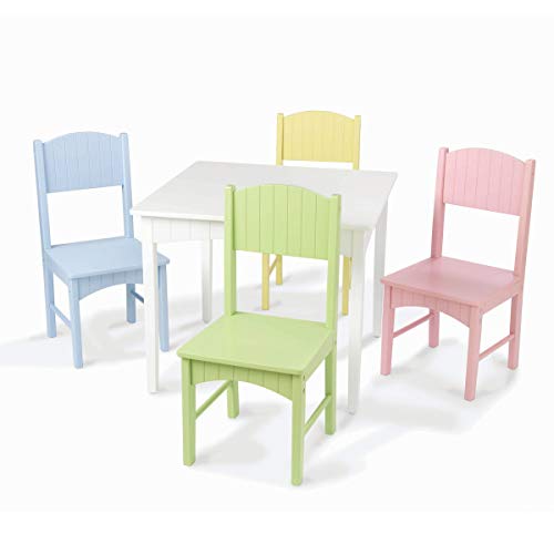 KidKraft Table et 4 chaises en bois pour enfants Nantucket avec détail de lambris - Pastel