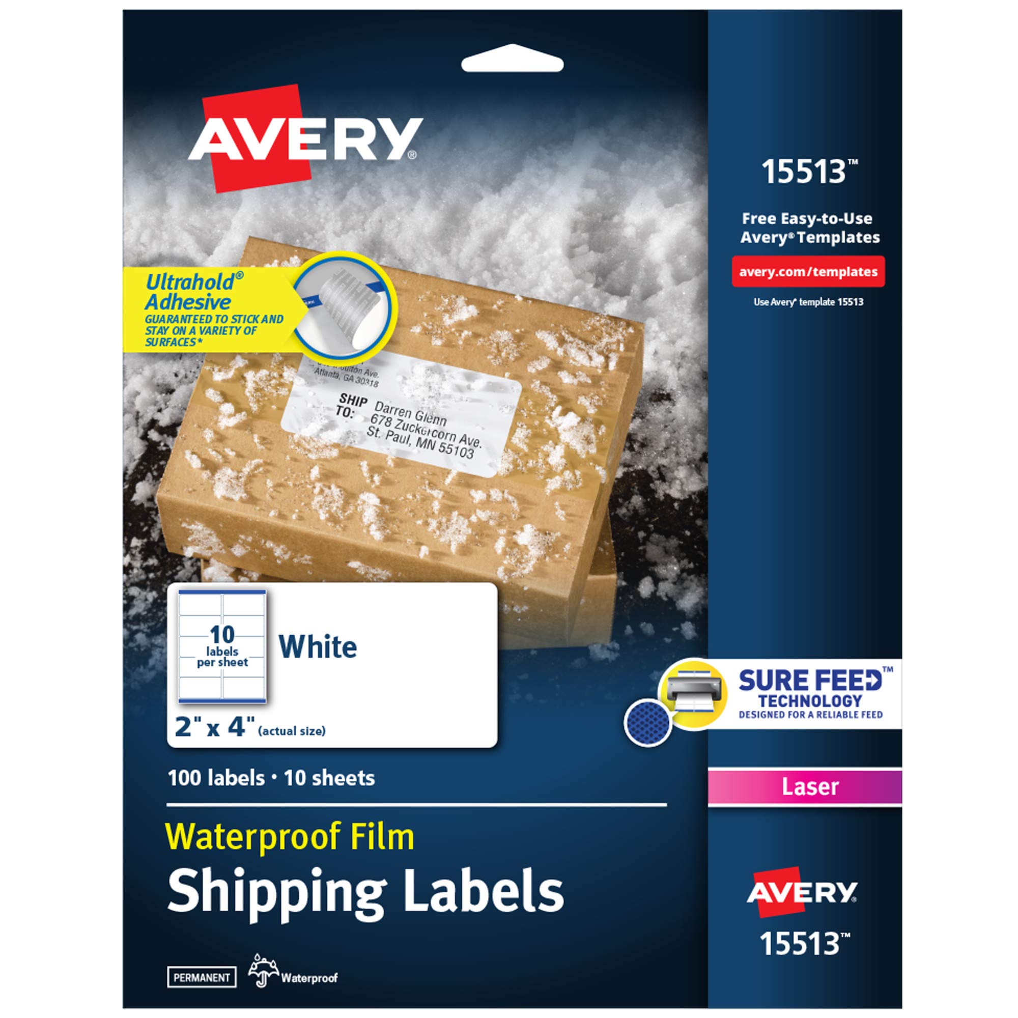 Avery Étiquettes d'expédition laser résistantes aux intempéries