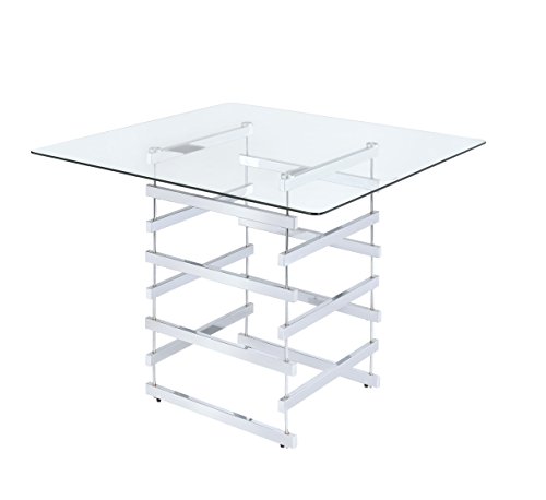 Acme Furniture Table à hauteur de comptoir Nadie d'ACME - 72590 - Chrome et verre transparent