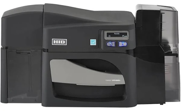 Fargo Imprimante de cartes d'identité double face DTC4500e avec encodeur de bande magnétique ISO et trémies de verrouillage